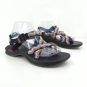 Chaco Women 9 Updraft Ecotread 2 Sandal Black Gray Pink Tapestry Toe Loop